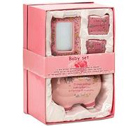 BRUBAKER - Coffret cadeau Bébé/Naissance - 4 Pièces - Ma première tirelire, Boîte à dents de lait, Boîte à mèche de cheveux & Cadre photo - Rose/Fille - Italien