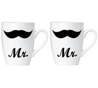 BRUBAKER - Coffret de 2 Mugs 'Mr. & Mr.' - Tasses à café en Céramique - Idée Cadeau