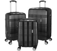 BRUBAKER Coffret de Bagages Bahamas - Set de 3 Valises de Voyage avec Un Cabine - Malettes Rigides avec Cadenas à Code, 4 roulettes et Poignées Télescopiques - Trolleys en ABS (M, L, XL - Noir)