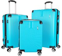 BRUBAKER Coffret de Bagages London - Set de 3 Valises de Voyage avec Un Cabine - Malettes Rigides avec Cadenas à Code, 4 roulettes et Poignées Ergonomiques - Trolleys en ABS (M, L, XL - Bleu Clair)