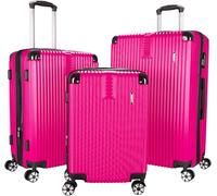 BRUBAKER Coffret de Bagages London - Set de 3 Valises de Voyage avec Un Cabine - Malettes Rigides avec Cadenas à Code, 4 roulettes et Poignées Ergonomiques - Trolleys en ABS (M, L, XL - Rose)