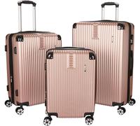 BRUBAKER Coffret de Bagages London - Set de 3 Valises de Voyage avec Un Cabine - Malettes Rigides avec Cadenas à Code, 4 roulettes et Poignées Ergonomiques - Trolleys en ABS (M, L, XL - Or Rose)