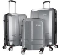 BRUBAKER Coffret de Bagages New York - Set de 3 Valises de Voyage avec Un Cabine - Malettes Rigides avec Cadenas à Code, 4 roulettes et Poignées Ergonomiques - Trolleys en ABS (M, L, XL - Gris)