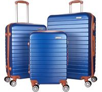 BRUBAKER Coffret de Bagages Paris - Set de 3 Valises de Voyage avec Un Cabine - Malettes Rigides avec Cadenas à Code, 4 roulettes et Poignées Ergonomiques - Trolleys en ABS (M, L, XL - Bleu Marron)