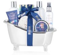 BRUBAKER Cosmetics - Coffret de bain & beauté - Vanille/Lavande - 8 Pièces - Baignoire décorative - Argenté/Licorne arc-en-ciel - Idée cadeau Femme