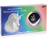 Brubaker Coffret perle de rêve avec pendentif licorne + coquillage avec perle véritable comme ensemble de bijoux, Perle, Perle