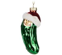 BRUBAKER Concombre Noël - Boule de Noël en verre peinte à la main - 12 cm Boule d'arbre Concombre de Noël Vert - Décoration de Noël Décoration d'arbre de Noël