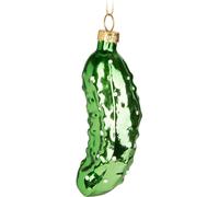 BRUBAKER Cornichon de Noël Vert - Boule de Noël peinte à la main en tant que cornichon acide en verre - Décoration de l'arbre de Noël Personnages Drôles Décoration Boule d'arbre - 9 cm