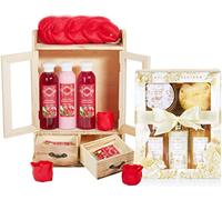 BRUBAKER Cosmetics 2 en 1 Set de Soins - Grand Set Bien-être de 15 Pièces - Femmes Set de Douche et de Bain - Set Cadeau Beauté pour Femmes avec Armoire Décorative - Vanille Rose Menthe
