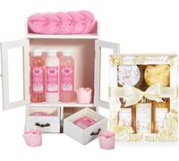 BRUBAKER Cosmetics 2 en 1 Set de Soins - Grand Set Bien-être de 15 Pièces - Femmes Set de Douche et de Bain - Set Cadeau Beauté pour Femmes avec Armoire Décorative - Vanille Rose Menthe
