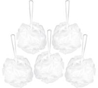 BRUBAKER Cosmetics - 5x éponges pour gommage ou massage Eponge de bain Eponge de douche avec crochet, blanc