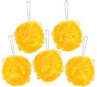 BRUBAKER Cosmetics - 5x Premium Eponge pour gommage ou massage Eponge de bain Eponge de douche avec crochet - Jaune
