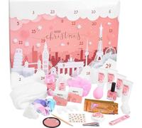 BRUBAKER Cosmetics Beauty Calendrier de l'Avent 2024 - 24 x soins du corps & accessoires de spa - le calendrier de Noël XXL pour les femmes - Villes emblématiques Rosa