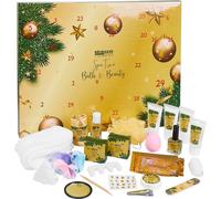BRUBAKER Cosmetics - Calendrier de l'Avent/Noël 2024 - Contient 24 Produits de Bain & Beauté - Coffret XXL de Bien-être - Idée cadeau Femme & Fille - Doré