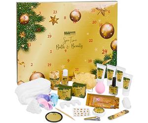BRUBAKER Cosmetics - Calendrier de l'Avent/Noël - Contient 24 Produits de Bain & Beauté - Coffret XXL de Bien-être - Idée cadeau Femme & Fille - Doré