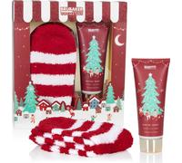BRUBAKER Cosmetics Coffret Cadeau de Noël Parfum d'Hiver Baies - Chaussettes extra douces en peluche avec 110 ml de lotion pour les pieds - Kit de soins des pieds pour femmes à Noël