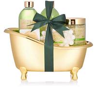 BRUBAKER Cosmetics - Coffret de bain - Aloe vera - 6 Pièces - Baignoire décorative - Doré/Vert - Idée cadeau