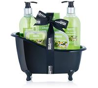 BRUBAKER Cosmetics - Coffret de bain - Aloe vera/Camomille - 9 Pièces - Baignoire décorative - Noir/Vert - Idée cadeau