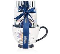 BRUBAKER Cosmetics - Coffret de bain & beauté - Vanille/Lavande - 5 Pièces - Tasse à café XXL in leu/Blanc/Licorne arc-en-ciel - Idée cadeau Femme
