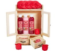 BRUBAKER Cosmetics - Coffret de bain - Canneberge - 10 Pièces - Armoire en Bois - Idée cadeau