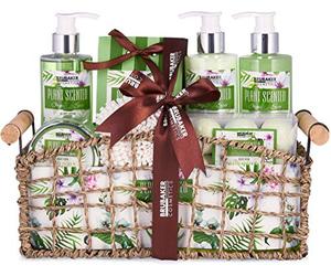 BRUBAKER Cosmetics - Coffret de bain & douche - Aloe vera - 13 Pièces - Panier rétro décoratif - Idée cadeau
