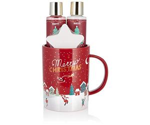 BRUBAKER Cosmetics - Coffret de bain & douche - Baies d'hiver/Joyeux Noël - 4 Pièces - Mug en Céramique incl. - Idée cadeau Femme & Homme