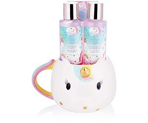 BRUBAKER Cosmetics - Coffret de bain & douche - Fleur de cerisier - 4 Pièces - Tasse à café Licorne incl. - Idée cadeau Femme & Fille