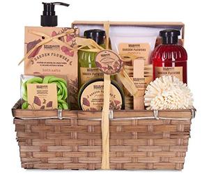 BRUBAKER Cosmetics - Coffret de bain & douche - Fleur de coquelicot - 14 Pièces - Panier d'osier décoratif - Idée cadeau