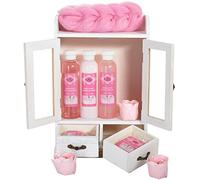 BRUBAKER Cosmetics - Coffret de bain - Fleur de cerisier & Lait de riz - 10 Pièces - Armoire en Bois/Blanc vintage - Idée cadeau