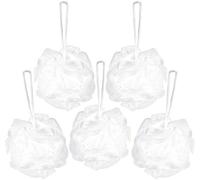 BRUBAKER Cosmetics - Fleur de bain & douche - Lot de 5 - Éponge exfoliante - Qualité supérieure - Nylon - Blanc