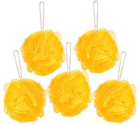 BRUBAKER Cosmetics - Fleur de bain & douche - Lot de 5 - Éponge exfoliante - Qualité supérieure - Nylon - Jaune