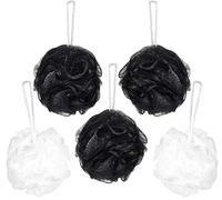 BRUBAKER Cosmetics - Fleur de bain & douche - Lot de 5 - Éponge exfoliante - Qualité supérieure - Nylon - Noir et Blanc