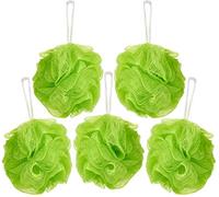 BRUBAKER Cosmetics - Fleur de bain & douche - Lot de 5 - Éponge exfoliante - Qualité supérieure - Nylon - Vert