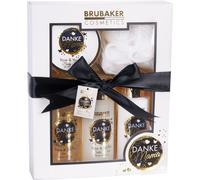 BRUBAKER Cosmetics - Merci maman - Set de douche et de bain au parfum de rose et de vanille - Set cadeau pour maman avec éponge exfoliante - Set de soins blanc or