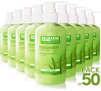 BRUBAKER Cosmetics Pack de 50 Lotion lavante pour les mains Savon liquide Aloe Vera - 50 x 240 ml dans un distributeur pratique - nettoie en douceur et hydrate - pour des mains hygiéniquement propres