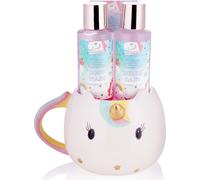 BRUBAKER Cosmetics Set de bain et de douche licorne 4 pièces Cherry Blossom - Set cadeau avec le parfum des fleurs de cerisier dans une tasse licorne