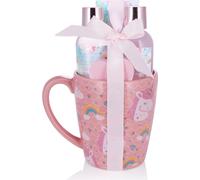 BRUBAKER Cosmetics Set de bain et de douche licorne 5 pièces Cherry Blossom - Set cadeau avec le parfum des fleurs de cerisier dans un gobelet licorne XXL