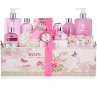 BRUBAKER Cosmetics Set de bain et de douche Parfum de rose - Set cadeau de beauté de 15 pièces dans un coffret cadeau vintage