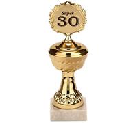 BRUBAKER - Coupe pour Anniversaires à Chiffres Ronds - Super 30 Ans - Trophée doré/Socle en Marbre - Hauteur 22 cm - Idée Cadeau Fête d'anniversaire