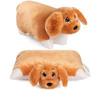 BRUBAKER Coussin Chien 2 en 1 - Peluche et Oreiller Dépliable 40 x 30 cm - Avec Velcro pour Enfants - Animal en Peluche Marron