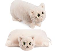 BRUBAKER Coussin doudou chat - 2 en 1 peluche et coussin doudou - 40 x 30 cm Chat doudou, Beige