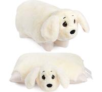 BRUBAKER Coussin doudou chien - 2 en 1 peluche et coussin doudou - 40 x 30 cm Coussin en peluche avec fermeture velcro, blanc