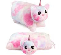 BRUBAKER Coussin doudou licorne - 2 en 1 peluche et coussin doudou - 40 x 30 cm Doudou licorne - Coussin en peluche, Coloré