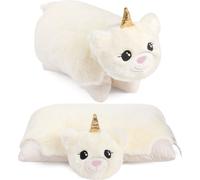 BRUBAKER Coussin doudou licorne - 2 en 1 peluche et coussin doudou - 40 x 30 cm Doudou licorne - Coussin en peluche, blanc
