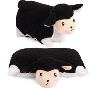 BRUBAKER Coussin doudou mouton - 2 en 1 peluche et coussin doudou - 40 x 30 cm Coussin décoratif, noir