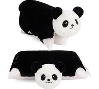 BRUBAKER Coussin doudou panda - 2 en 1 peluche et coussin doudou 40 x 30 cm - Coussin animal panda peluche - Noir Blanc