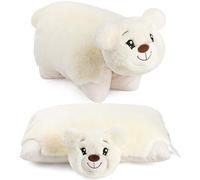 BRUBAKER Coussin en peluche 2 en 1, 2 en 1, 40 x 30 cm, rabattable pour enfant, avec fermeture , beige