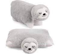 BRUBAKER Coussin en peluche paresseux - 2 en 1 peluche et coussin en peluche - 40 x 30 cm Coussin animal paresseux, Gris