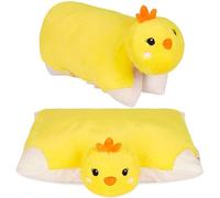 BRUBAKER Coussin Peluche Poussin 2 en 1 - Peluche et Oreiller - Coussin Décoratif 40 x 30 cm - Modèle pour Enfants à Déplier avec Fermeture Velcro - Oreiller Animal en Forme de Poussin - Jaune