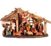 BRUBAKER Crèche de Noël - Set de crèche de 32 cm avec 11 figurines peintes à la main - Figurine de Noël Crèche - Décoration de Noël Sculpture Noël